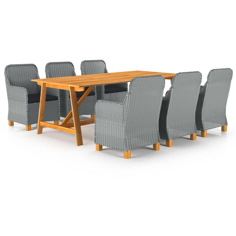 

Juego de comedor de jardin 7 piezas gris claro