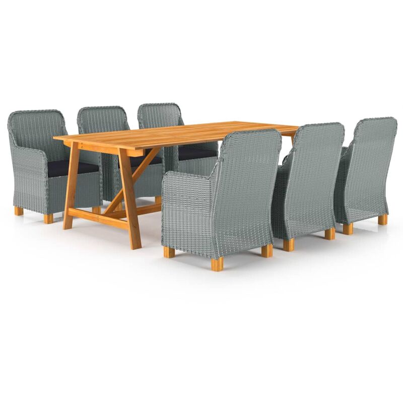 

BHD - Juego de comedor de jardín 7 piezas gris claro