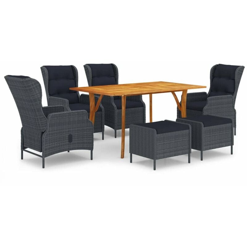 

Juego de comedor de jardin 7 piezas gris oscuro