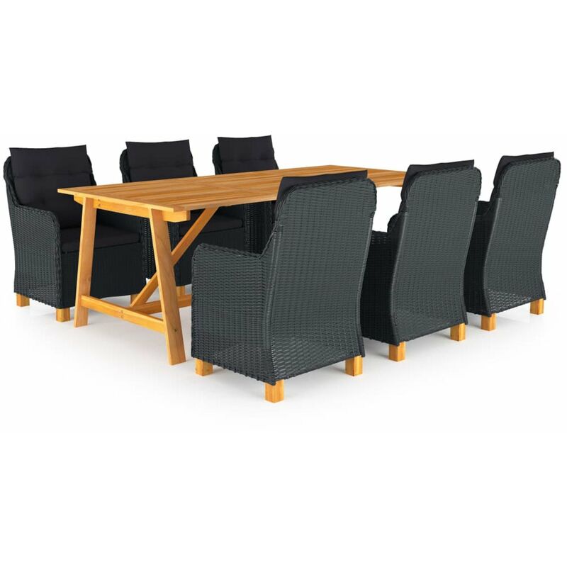 

Happyshopping - Juego de comedor de jardin 7 piezas gris oscuro