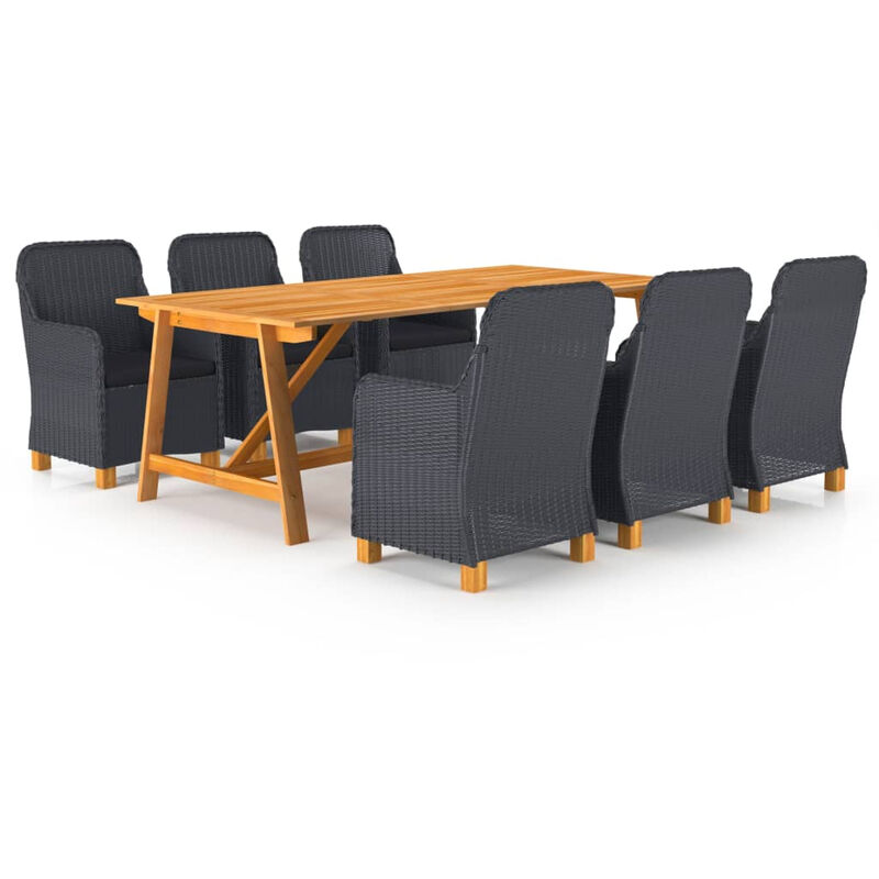 

Juego de comedor de jardin 7 piezas gris oscuro