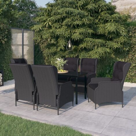Juego de comedor de jardín 7 piezas gris oscuro vidaXL
