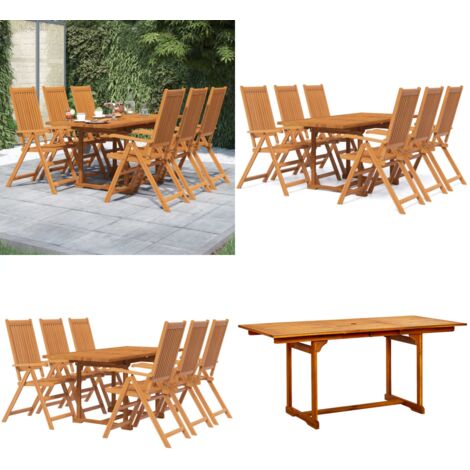 Juego de comedor de jardín 7 piezas madera maciza de acacia 120-170 cm - Comedor de jardín - Sillas de jardín