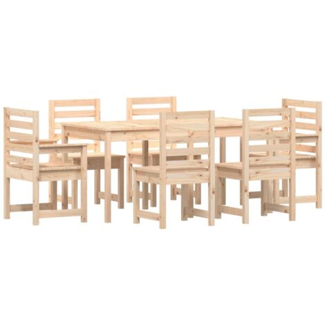 Juego de comedor de jardín 7 piezas madera maciza de pino vidaXL