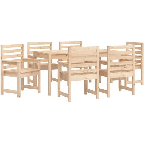 Juego de comedor de jardín 7 piezas madera maciza de pino vidaXL