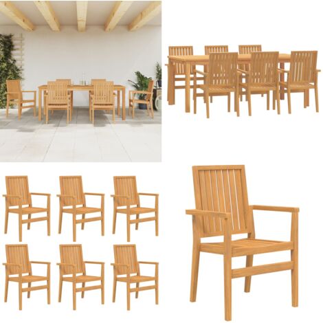 Juego de comedor de jardín 7 piezas madera maciza de teca - Mesa de jardín - Sillas de jardín