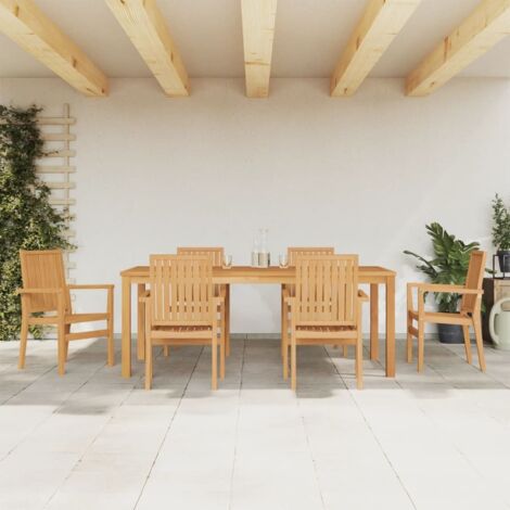 Juego de comedor de jardín 7 piezas madera maciza de teca vidaXL