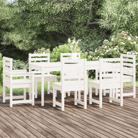 Juego de comedor de jardín 7 piezas madera maciza pino blanco vidaXL
