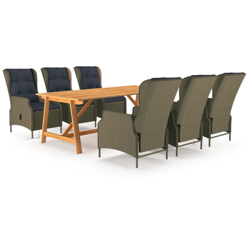 

Juego de comedor de jardin 7 piezas marron