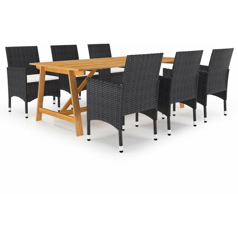 

Juego de comedor de jardin 7 piezas negro