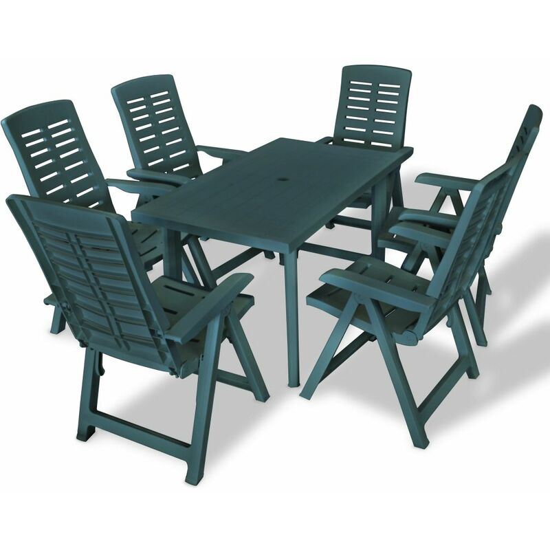

Juego de comedor de jardín 7 piezas plástico verde