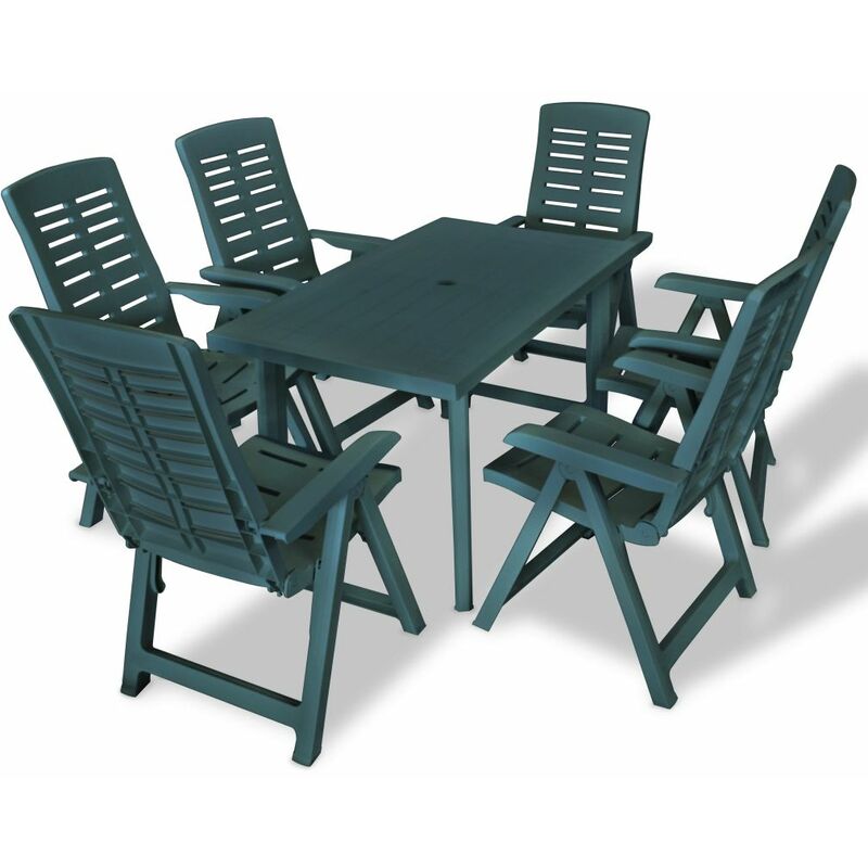 

Juego de comedor de jardin 7 piezas plastico verde