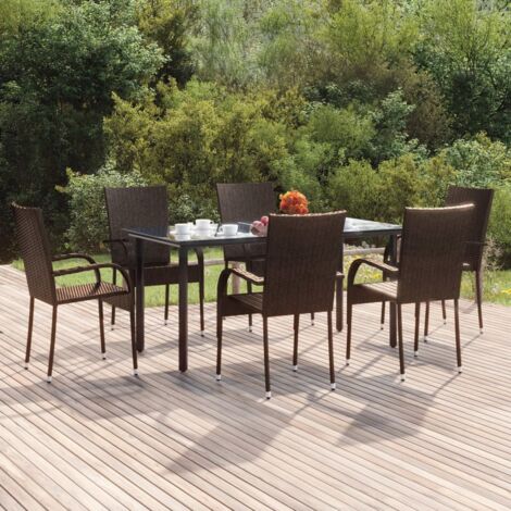 Juego de comedor de jardín 7 piezas ratán sintético marrón vidaXL
