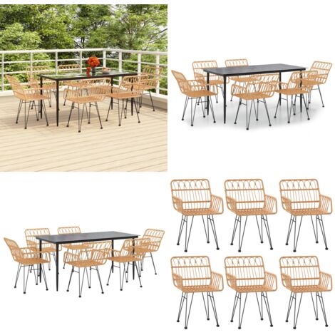Juego de comedor de jardín 7 piezas ratán sintético - Mesa de jardín - Sillas de jardín