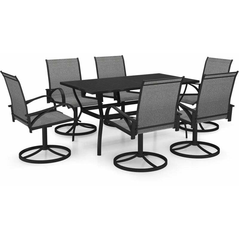 

BHD - Juego de comedor de jardín 7 piezas textilene y acero