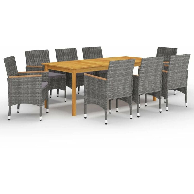 

Juego de comedor de jardin 9 piezas gris