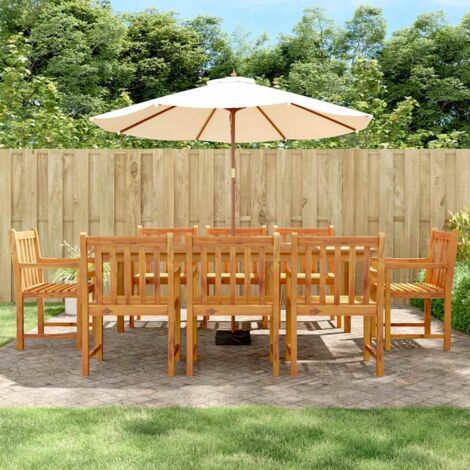 Juego de comedor de jardín 9 piezas madera maciza de acacia
