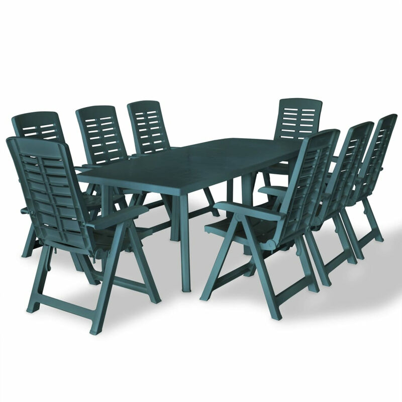 

Happyshopping - Juego de comedor de jardin 9 piezas plastico verde