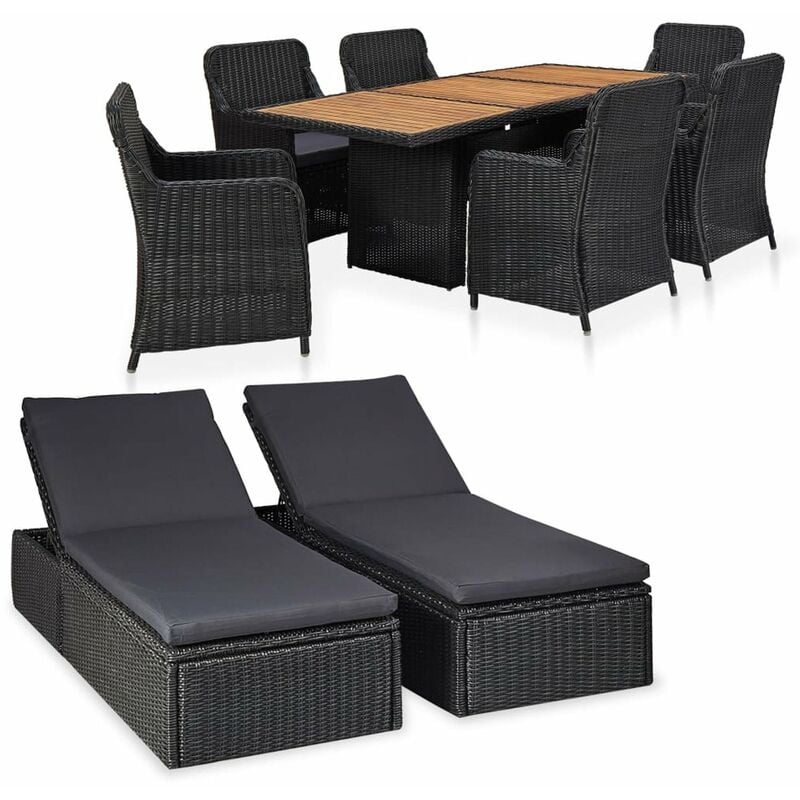 

Juego de comedor de jardin 9 piezas ratan sintetico negro