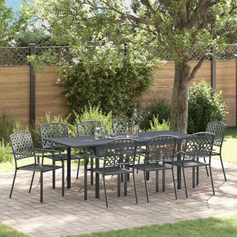 Juego de Comedor de Jardín Ajustable 9 pcs Acero