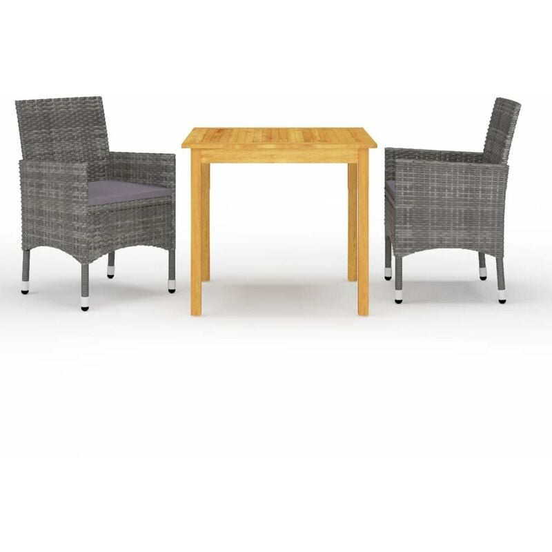 

Juego de comedor de jardin de 3 piezas gris