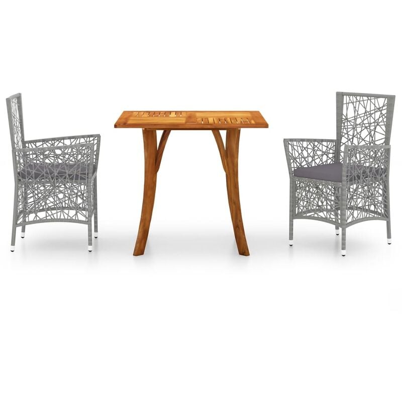 

BHD - Juego de comedor de jardín de 3 piezas gris