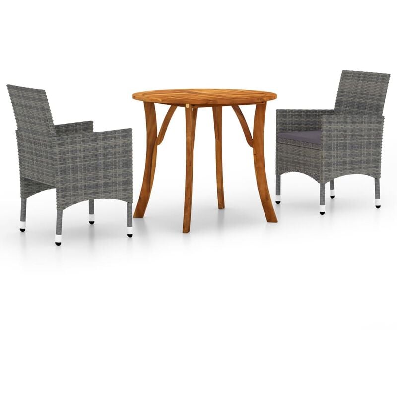 

BHD - Juego de comedor de jardín de 3 piezas gris