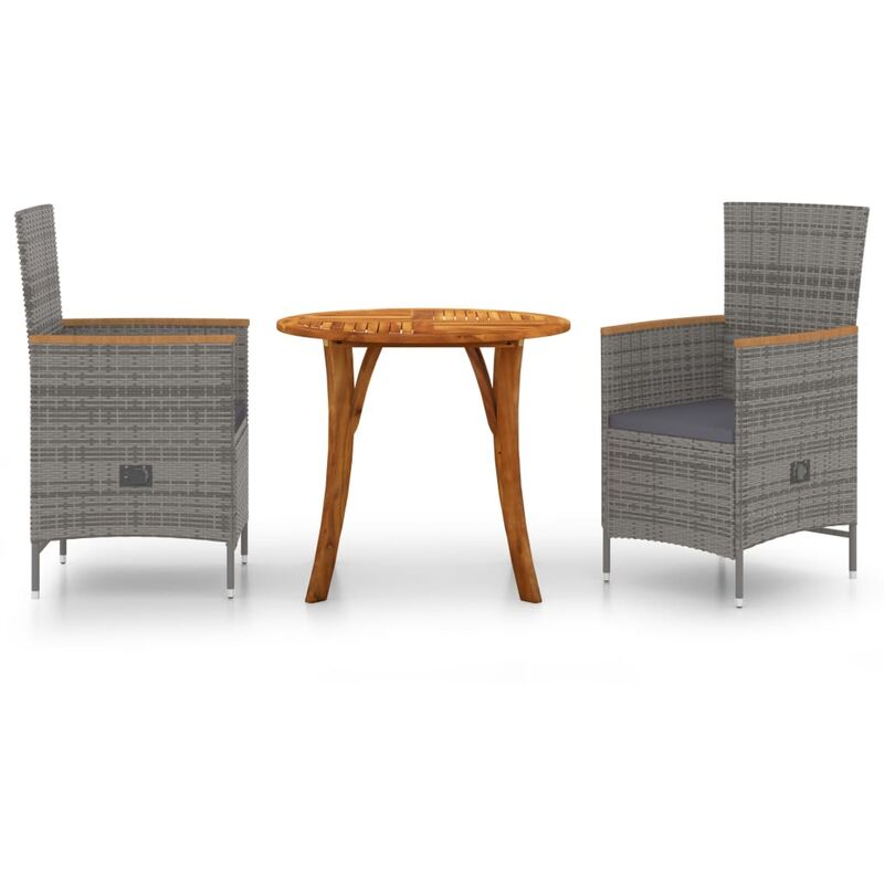 

Juego de comedor de jardín de 3 piezas gris