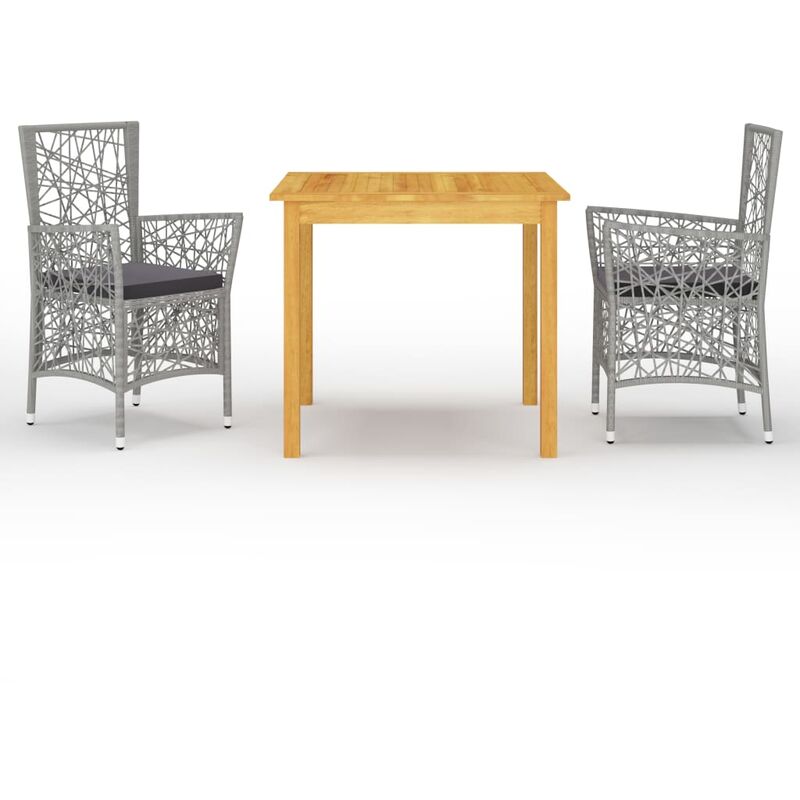 

BHD - Juego de comedor de jardín de 3 piezas gris