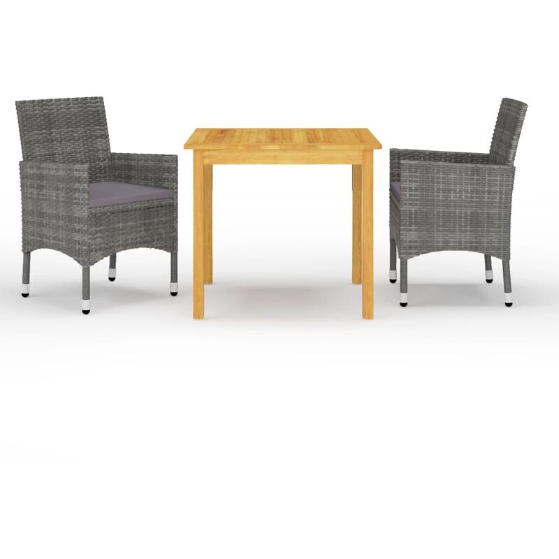 

Juego de comedor de jardín de 3 piezas gris