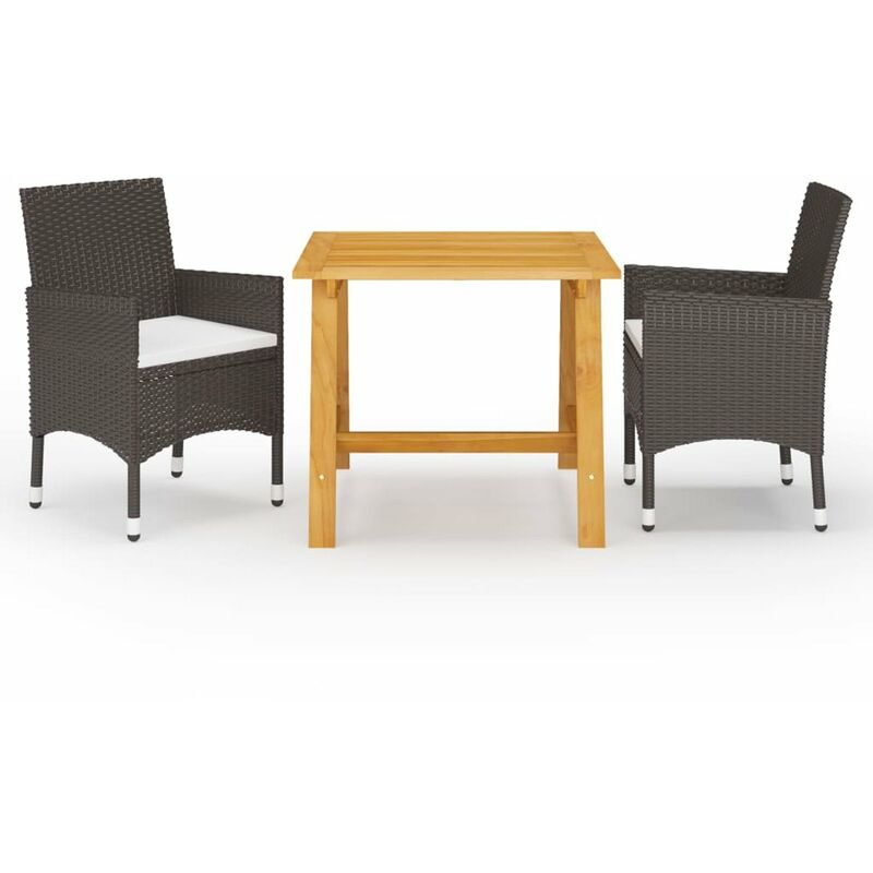 

Juego de comedor de jardin de 3 piezas marron
