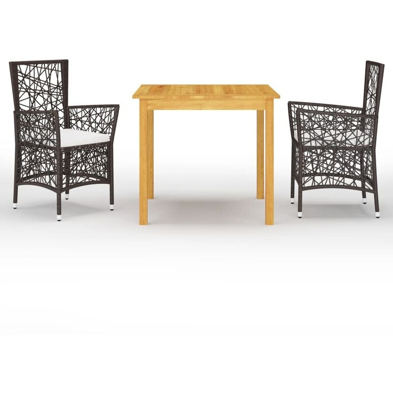 

BHD - Juego de comedor de jardín de 3 piezas marrón