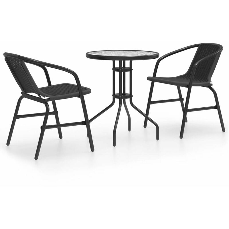 

Juego de comedor de jardin de 3 piezas negro