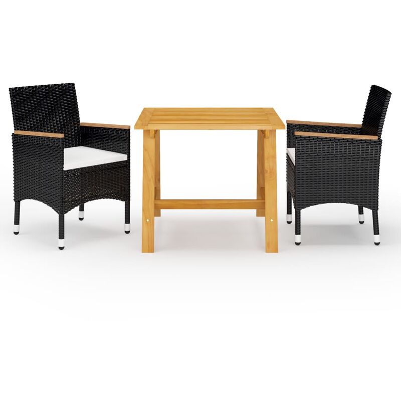 

Juego de comedor de jardín de 3 piezas negro