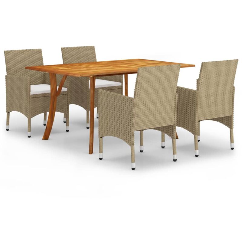 

BHD - Juego de comedor de jardín de 5 piezas beige