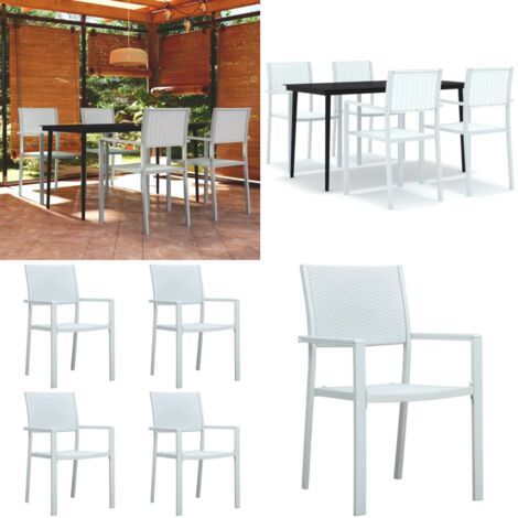 Juego de comedor de jardín de 5 piezas blanco - Comedor de jardín - Mesa de jardín