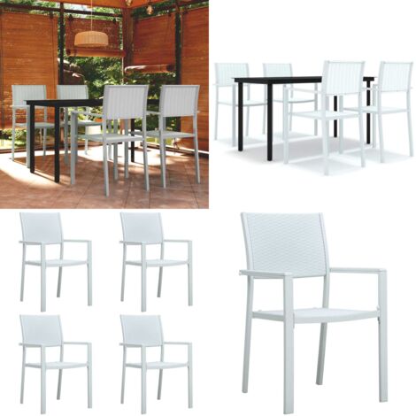 Juego de comedor de jardín de 5 piezas blanco - Comedor de jardín - Mesa de jardín