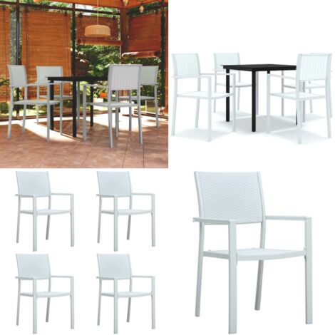 Juego de comedor de jardín de 5 piezas blanco - Mesa de jardín - Sillas de jardín