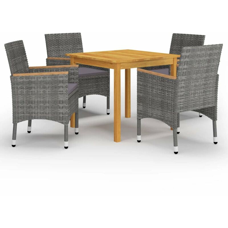 

Juego de comedor de jardin de 5 piezas gris