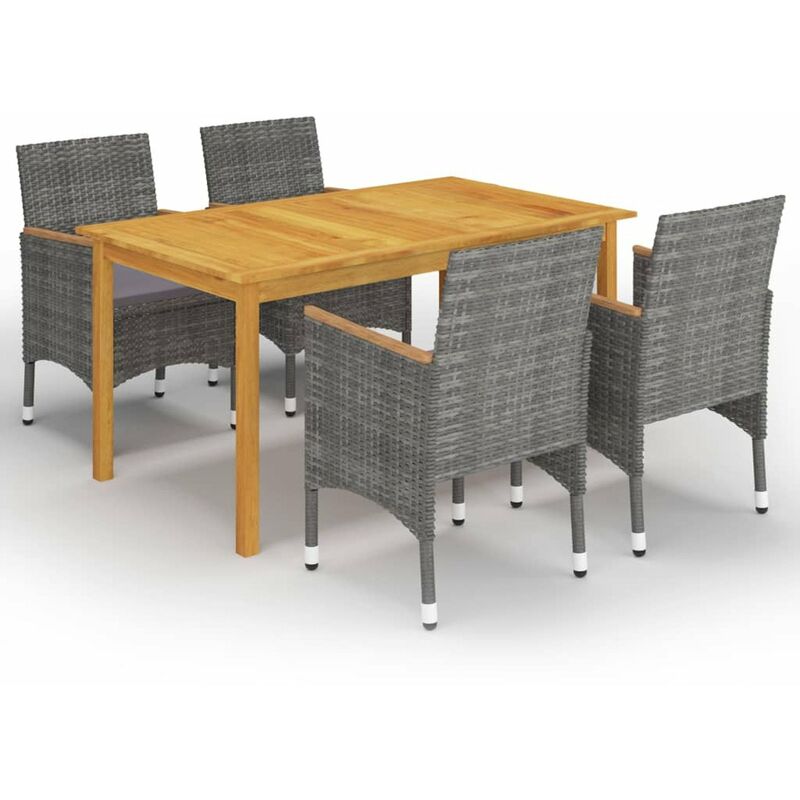 

Juego de comedor de jardin de 5 piezas gris