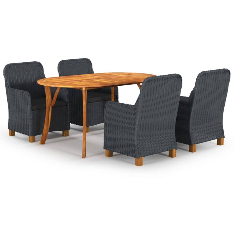 

Juego de comedor de jardín de 5 piezas gris oscuro