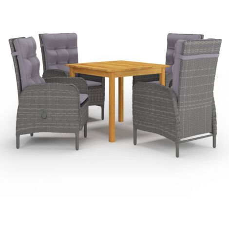 Juego de comedor de jardín de 5 piezas gris vidaXL