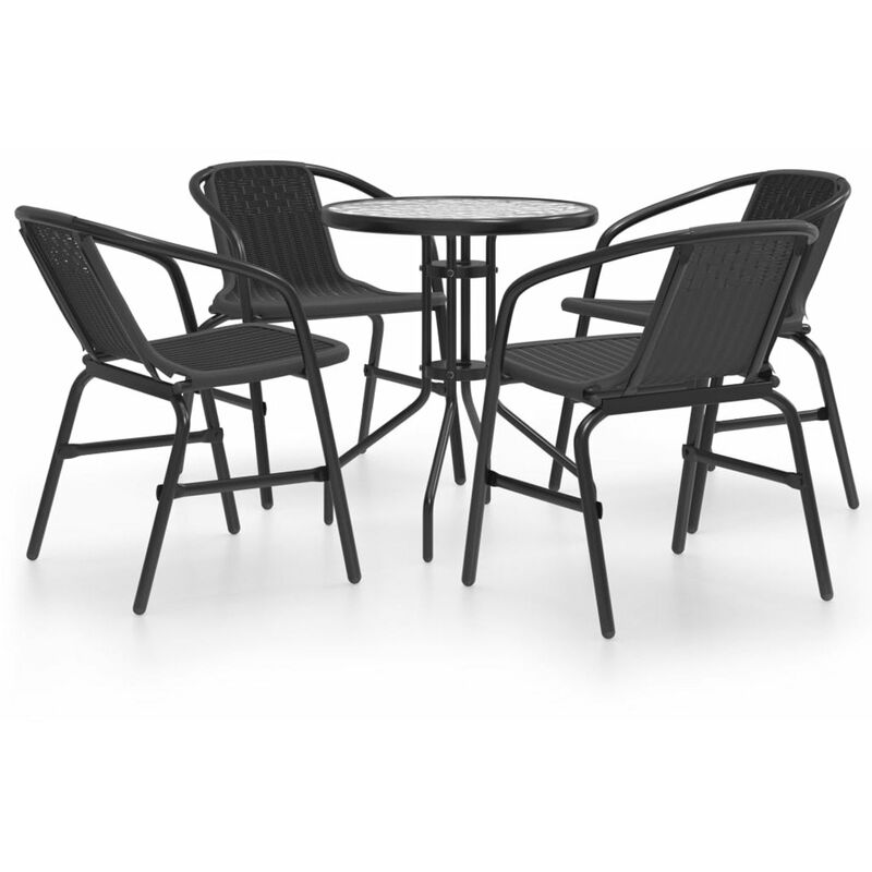 

Juego de comedor de jardin de 5 piezas negro