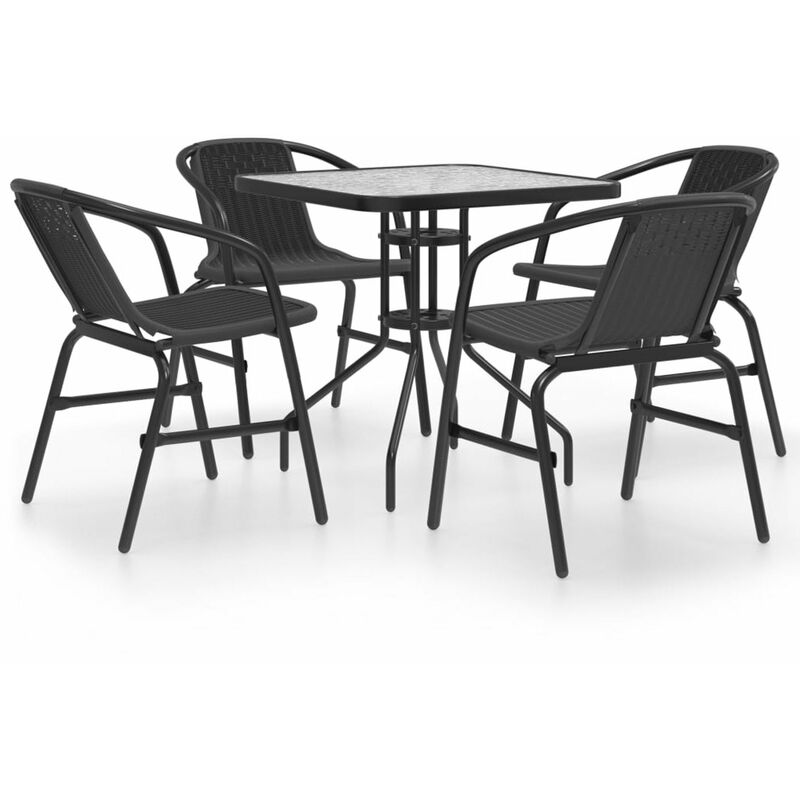 

Juego de comedor de jardin de 5 piezas negro