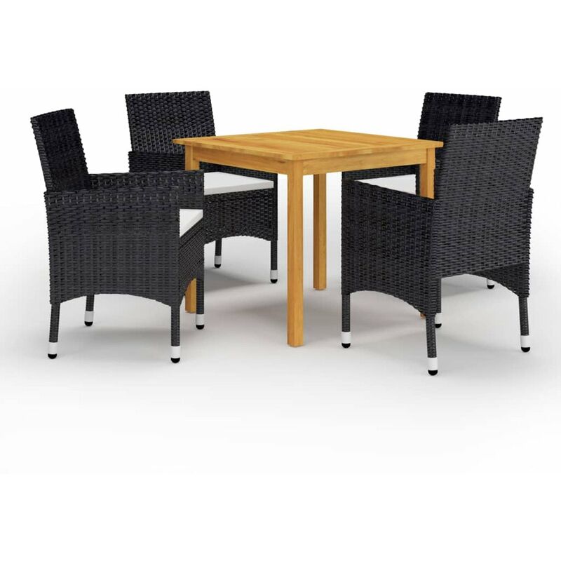 

Juego de comedor de jardin de 5 piezas negro