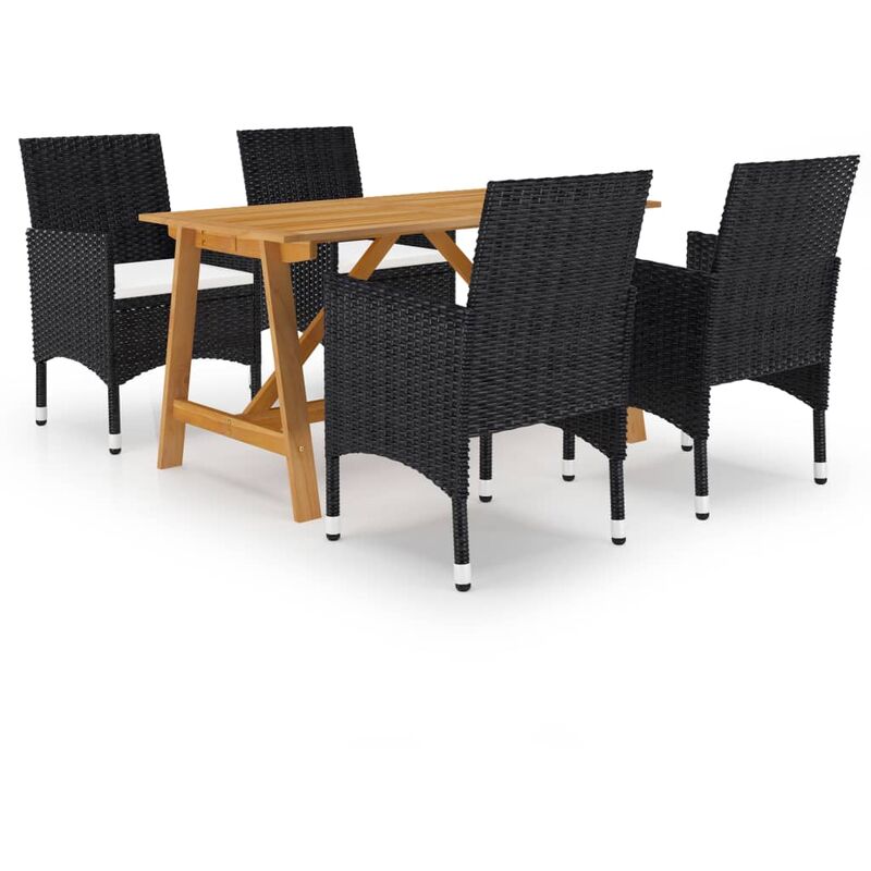 

BHD - Juego de comedor de jardín de 5 piezas negro