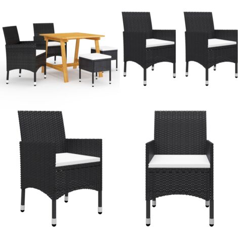 Juego de comedor de jardín de 5 piezas negro - Comedor de jardín - Mesa de comedor