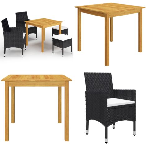 Juego de comedor de jardín de 5 piezas negro - Comedor de jardín - Mesa de comedor