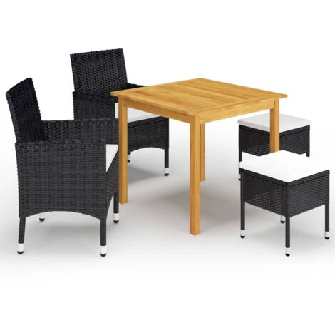 Juego de comedor de jardín de 5 piezas negro vidaXL