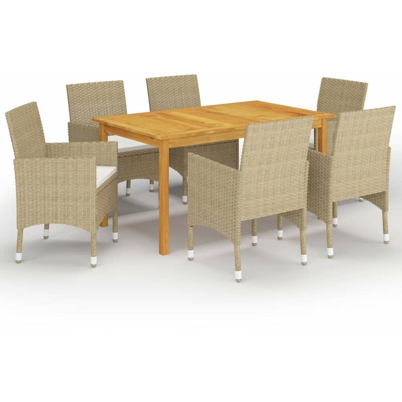 

Juego de comedor de jardin de 7 piezas beige